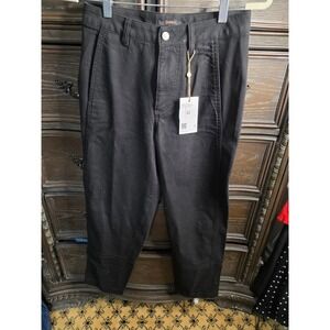 Quince‎ Organic Stretch Cotton Twill Barrel Pants Black Size 2 High Rise Tapered